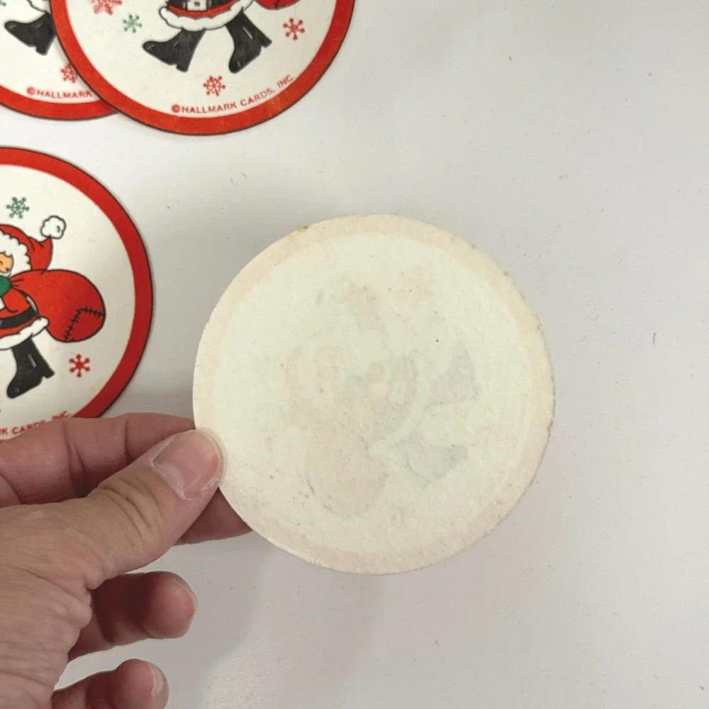 Vintage Hallmark Santa Claus Paper Coasters Set of 13 Christmas Holiday Decor